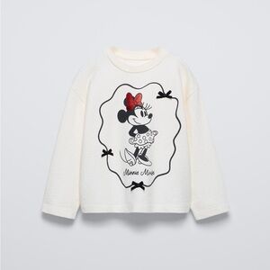 Zara Disney Minnie Mouse Cream girls long sleeve Shirt